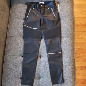 Zara Biker Faux Leather Pants With Zippers US XS